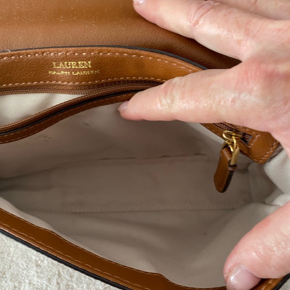 Ralph Lauren Brown Pebbled Leather Shoulder and Crossbody Bag. 10x7x2 - Picture 5 of 7